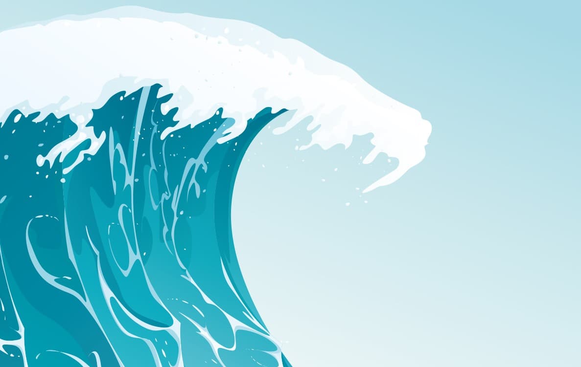 The crest of a wave