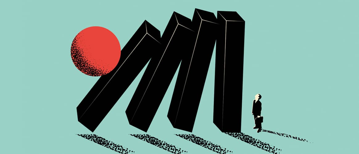 Dominoes falling cascade