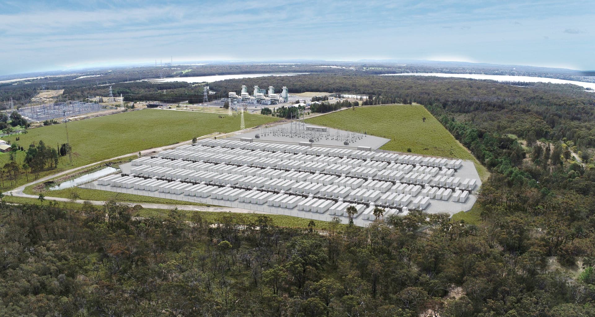 Aerial rendering of Akaysha Energy's Waratah super battery